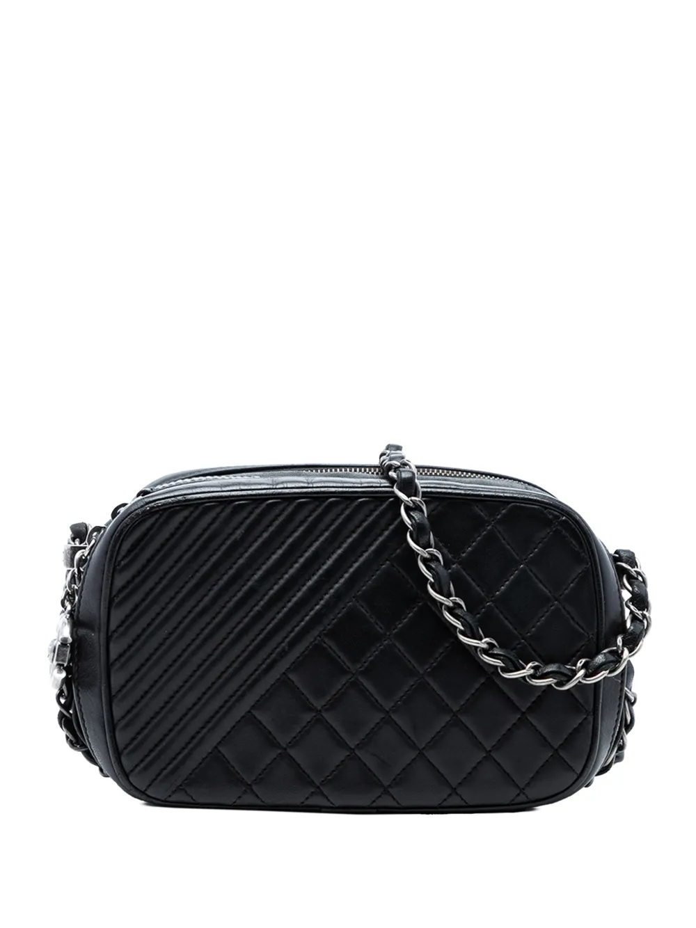 CHANEL Pre-Owned 2014-2015 Mini Quilted Lambskin Coco Boy Camera Bag crossbody bag - Black