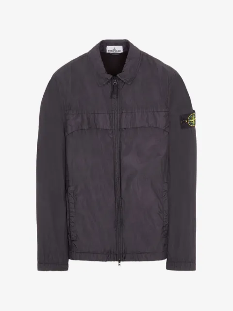 Stone Island logo-patch zip-up overshirt