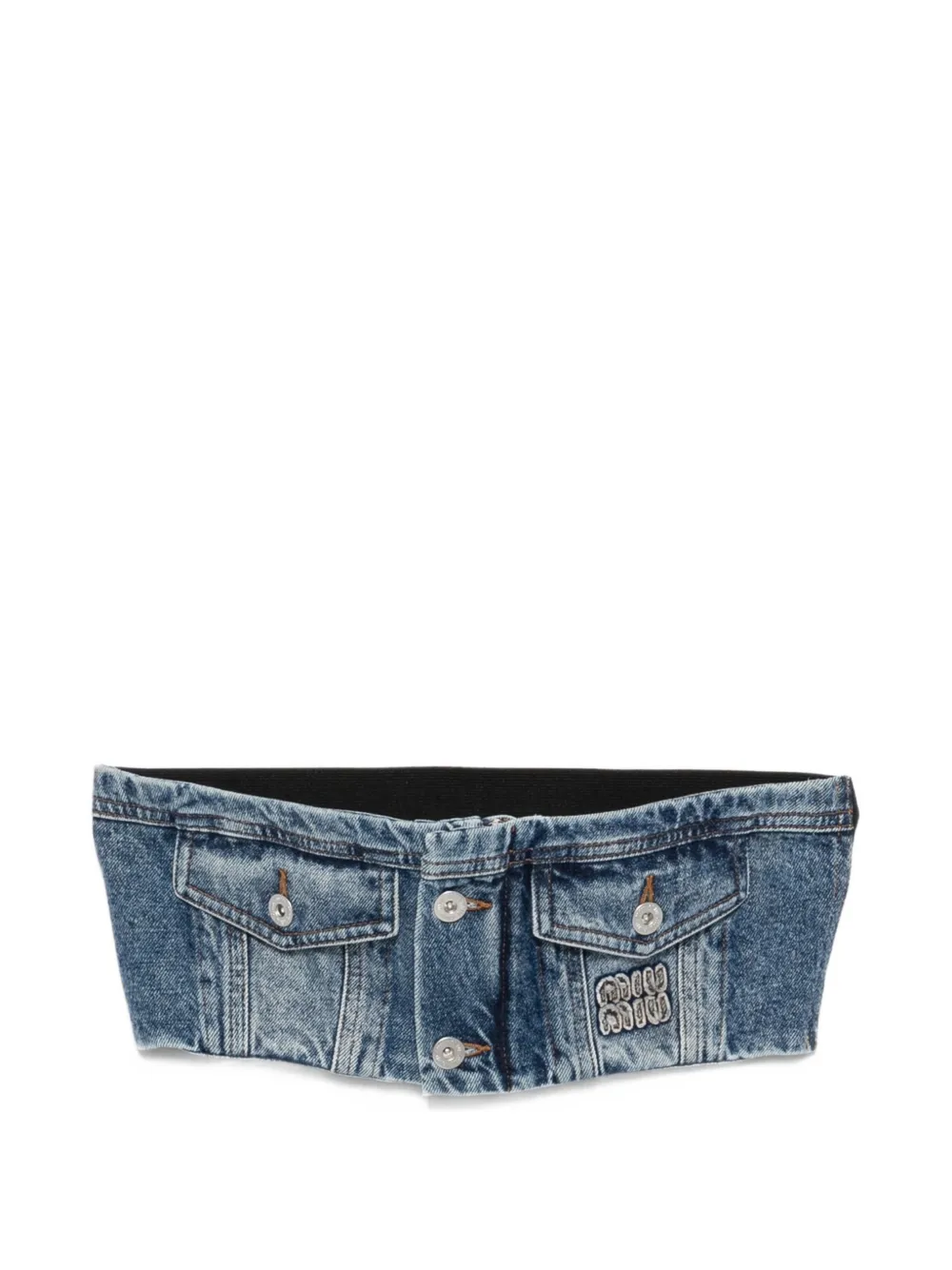 Miu Miu Top denim con ricamo - Blu