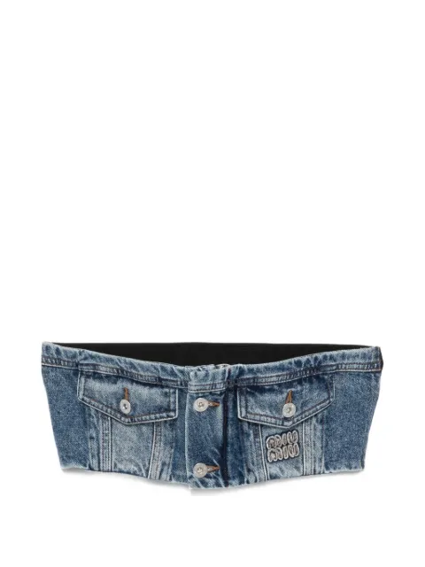 Miu Miu logo-embroidered denim top
