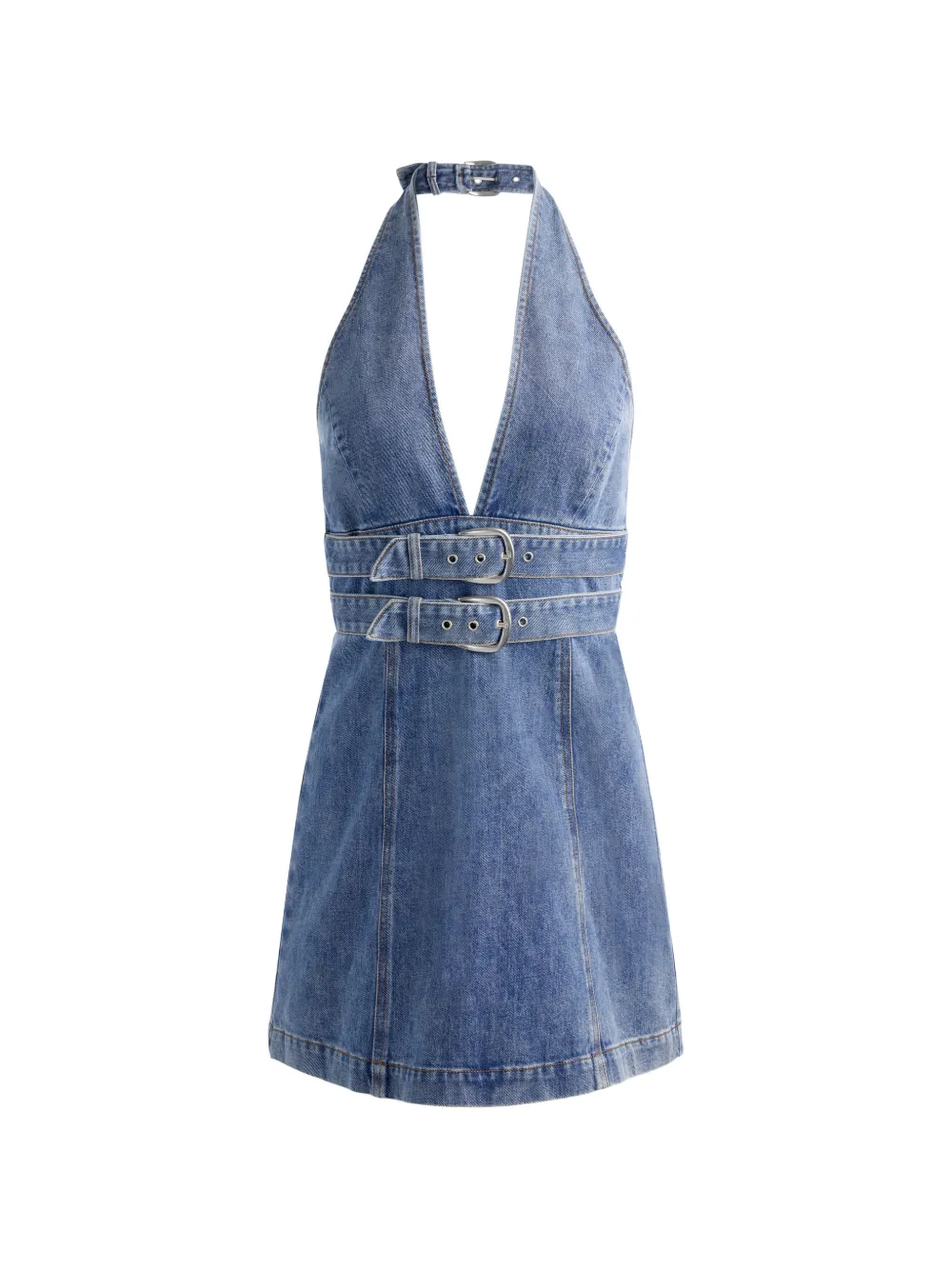 alice + olivia Solana buckle-detail halterneck dress - Blau