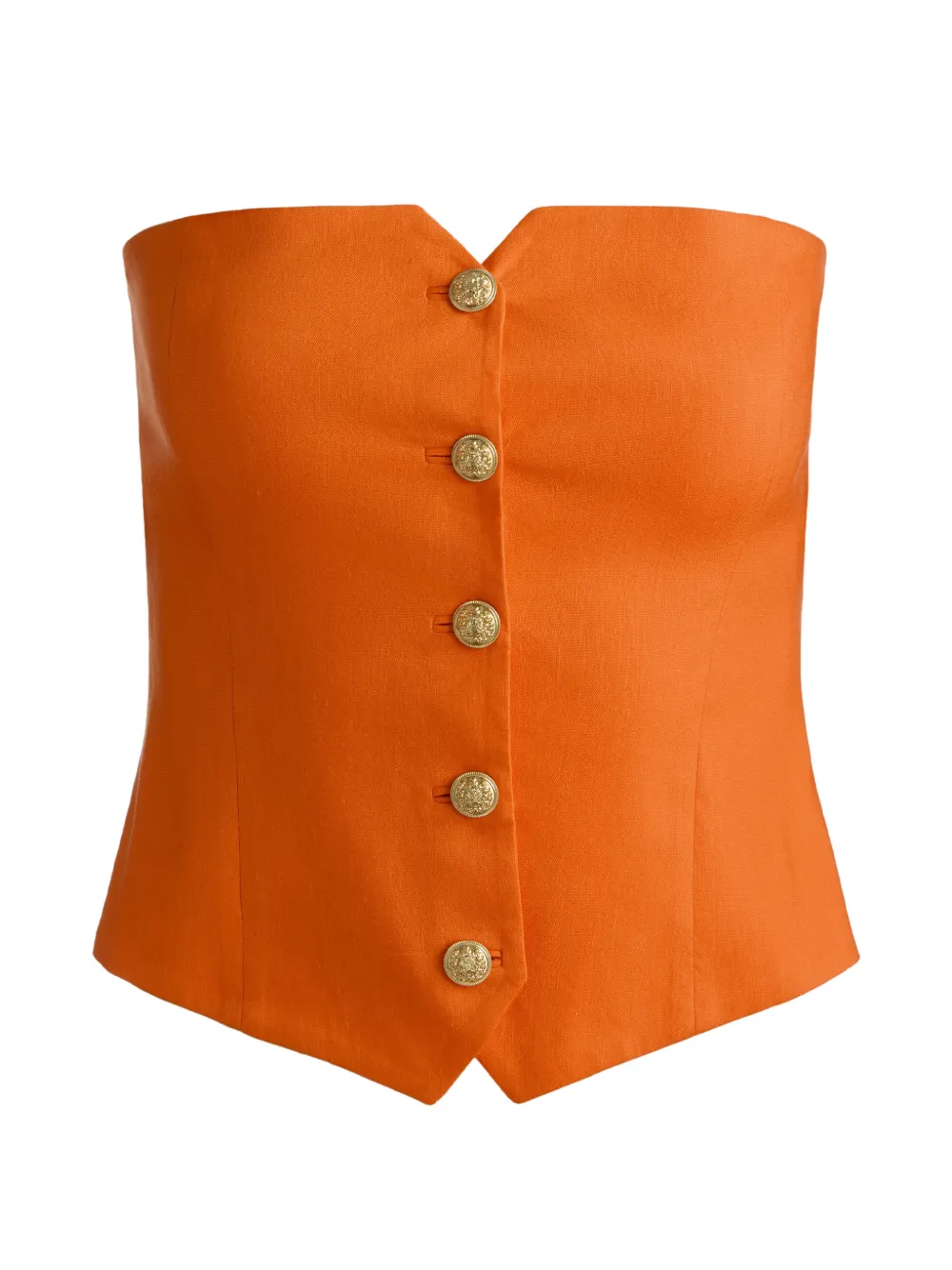 Alice And Olivia Strapless Button-down Top In Orange