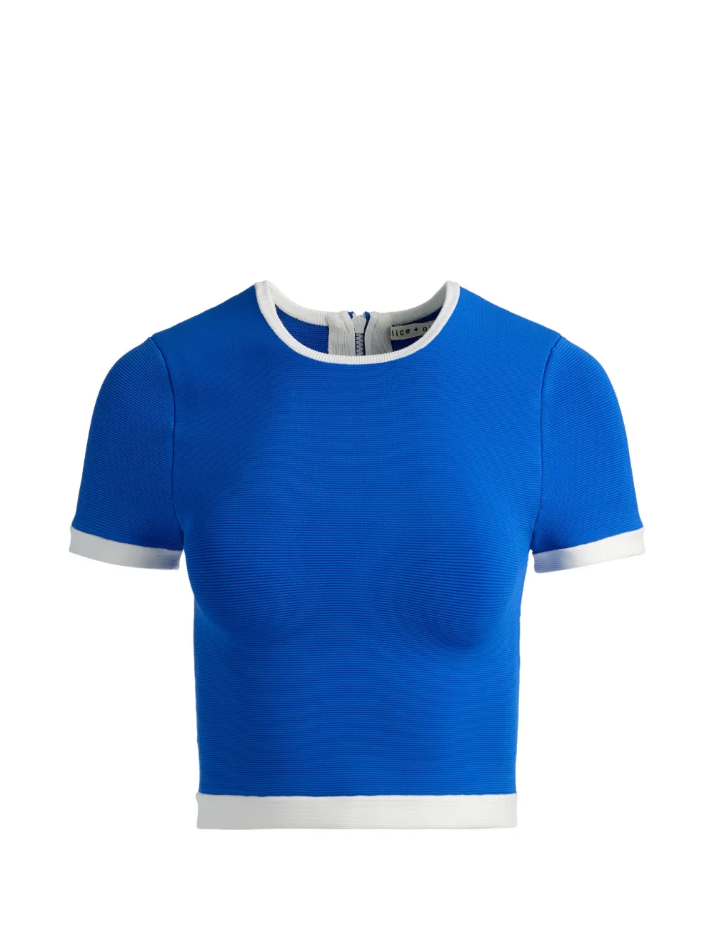 Alice And Olivia Ciara Cropped Sweater In Blue