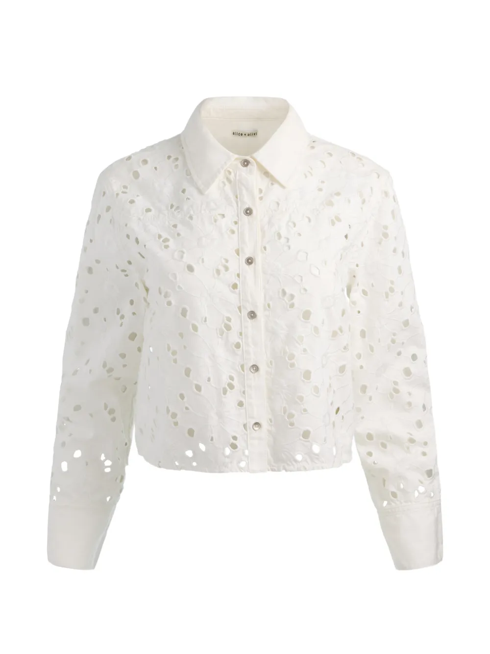 alice + olivia broderie-anglaise cropped shirt - Bianco