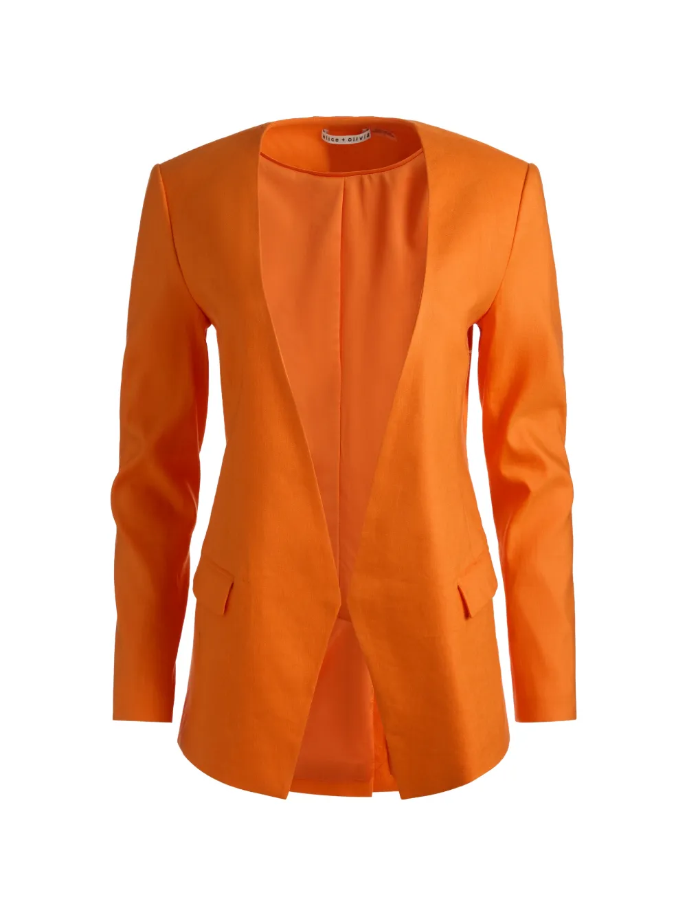 alice + olivia collarless angled blazer - Arancione