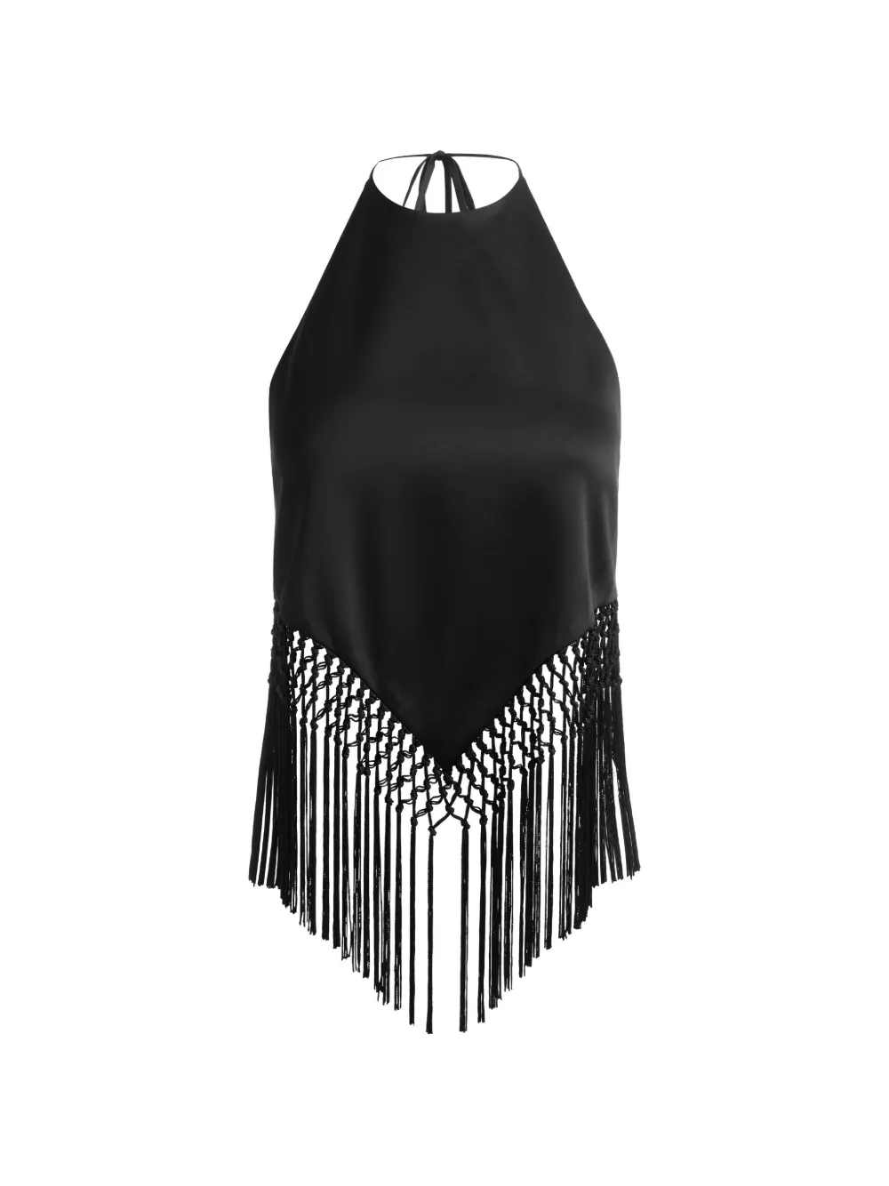 alice + olivia Greta fringe-trimmed handkerchief blouse - Nero