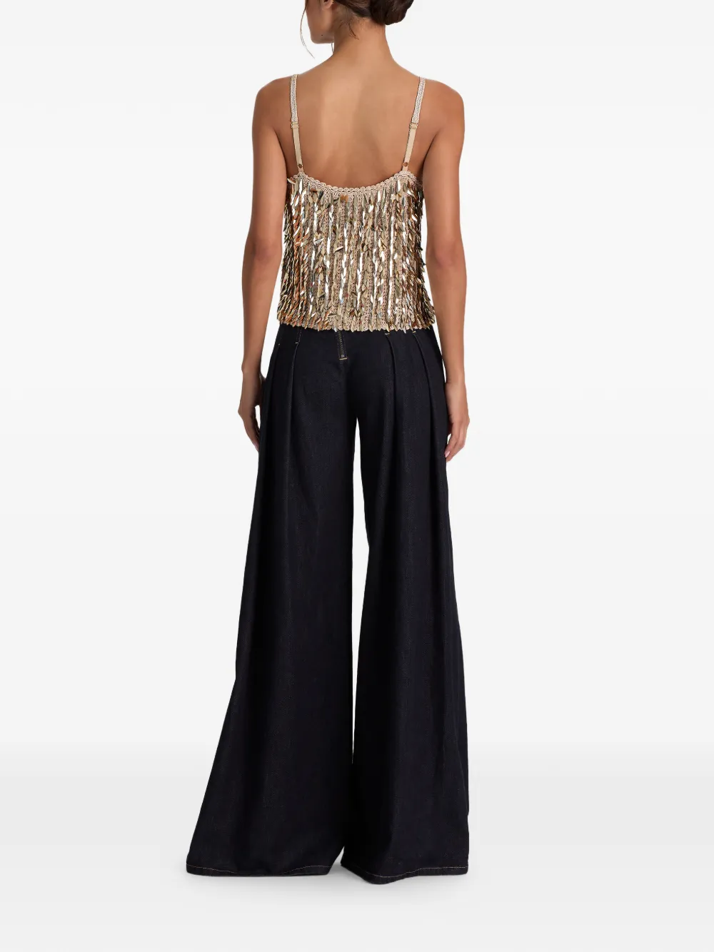 alice + olivia Nicolette tanktop verfraaid met pailletten Beige