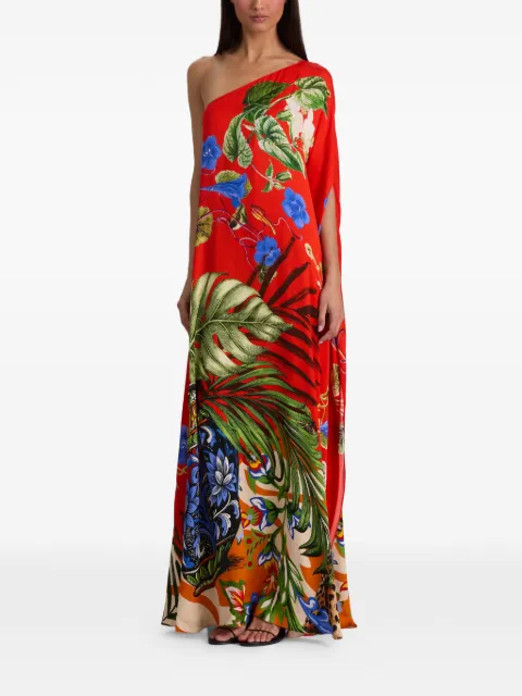 alice + olivia one-shoulder floral-print maxi dress