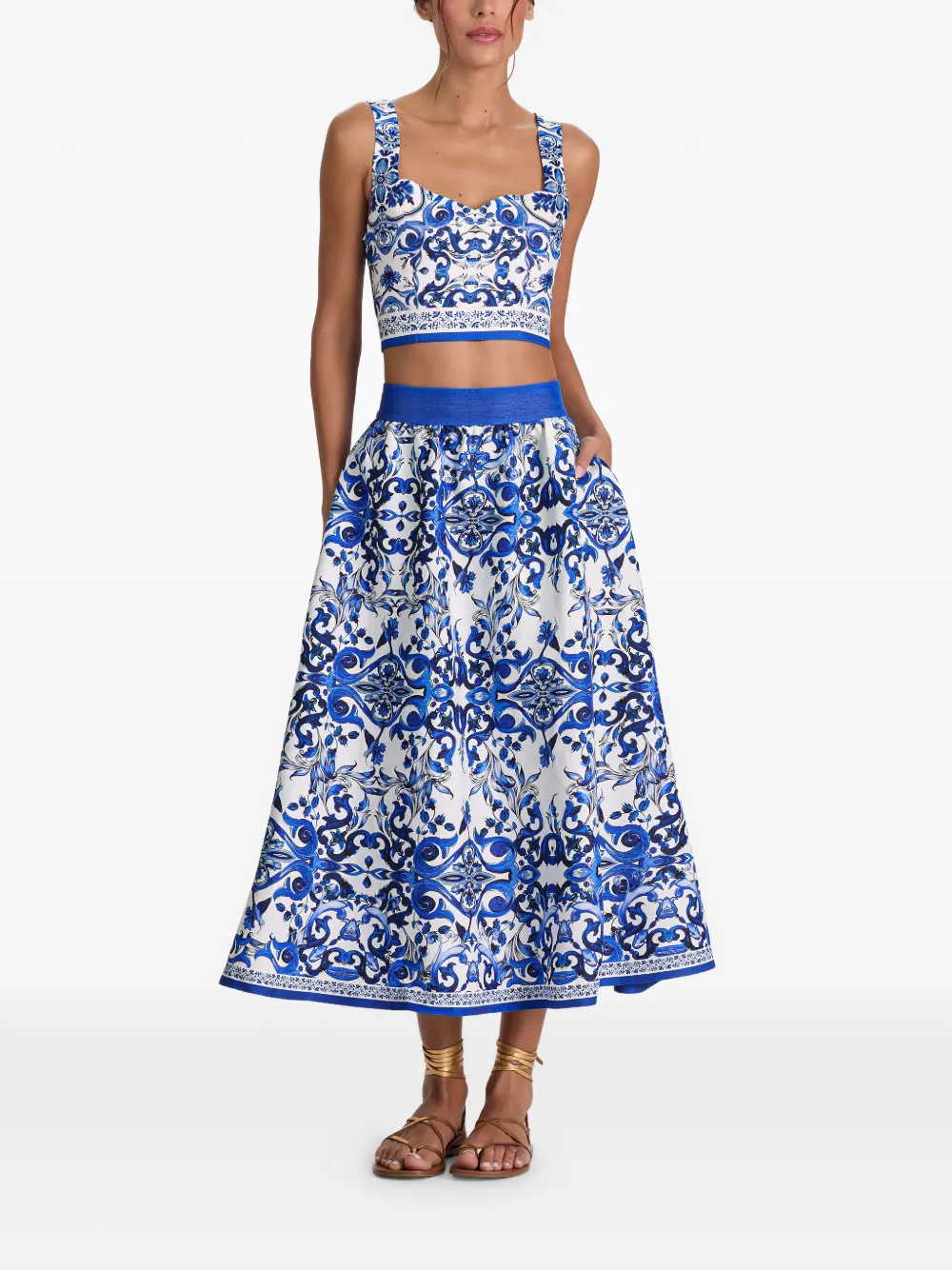 alice + olivia Earla flared midi-rok Wit