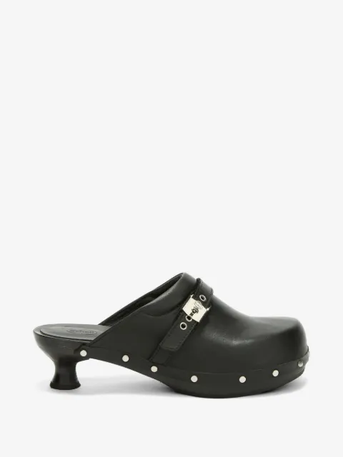 Scholl stud-embellished buckle-strap mules