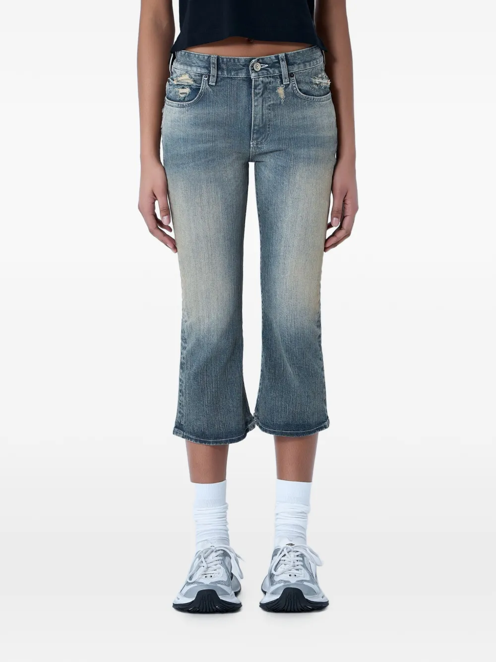 Balenciaga distressed cropped jeans - Blu