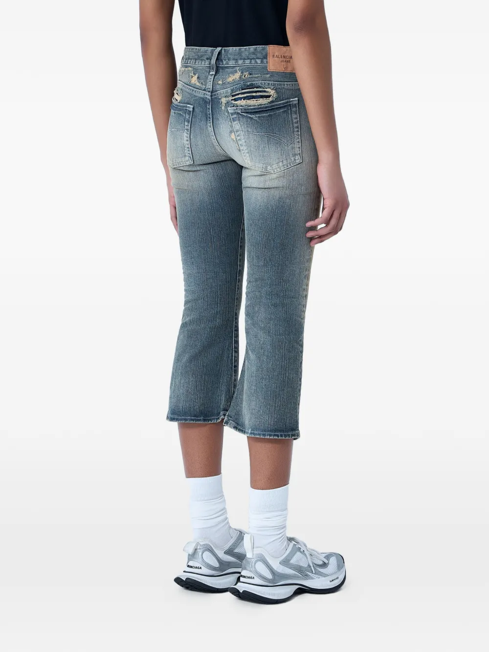  Balenciaga Vaqueros Capri Con Efecto Envejecido - Azul 