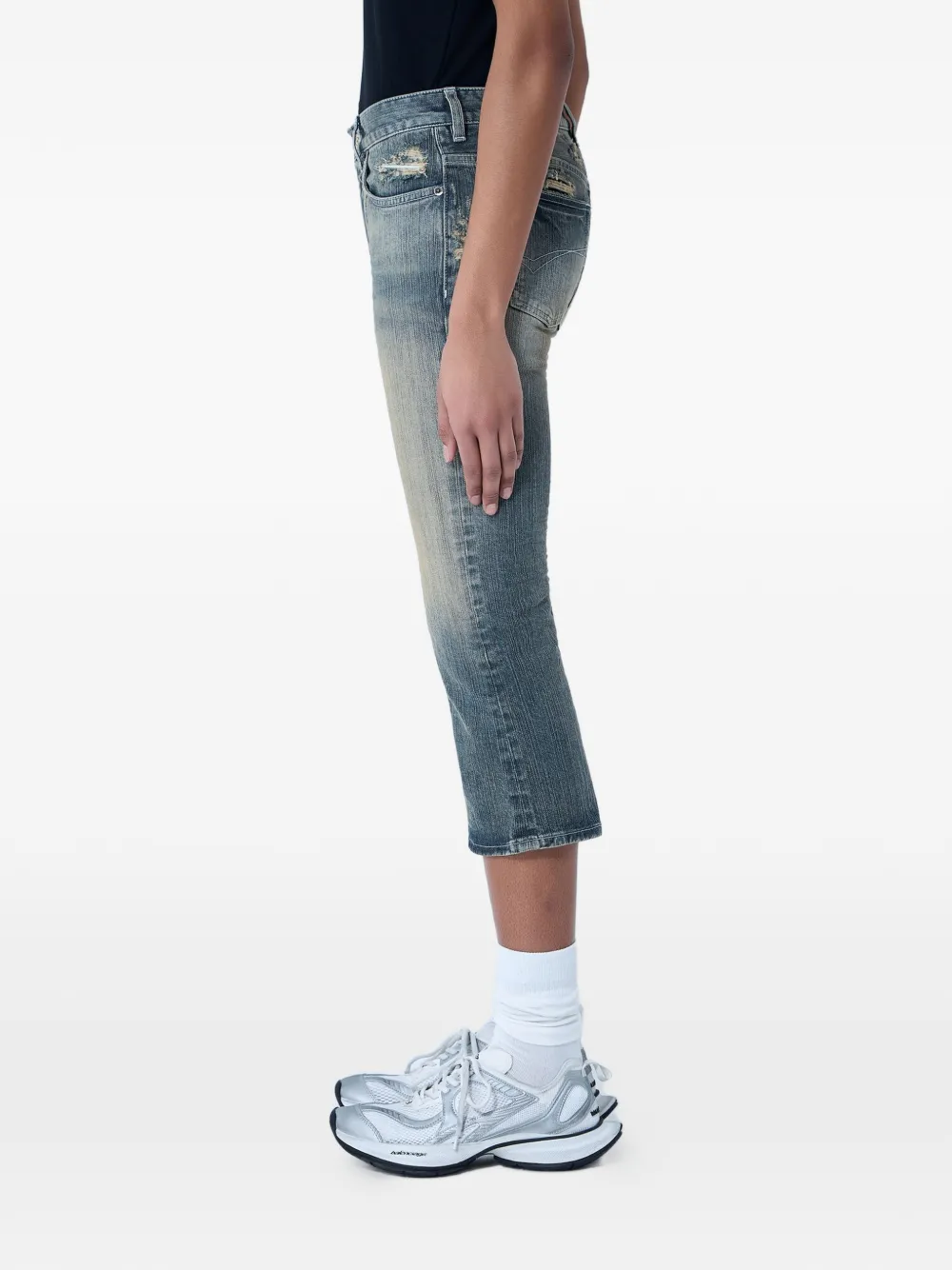  Balenciaga Vaqueros Capri Con Efecto Envejecido - Azul 