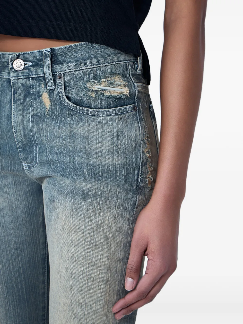 Balenciaga Gerafelde jeans Blauw