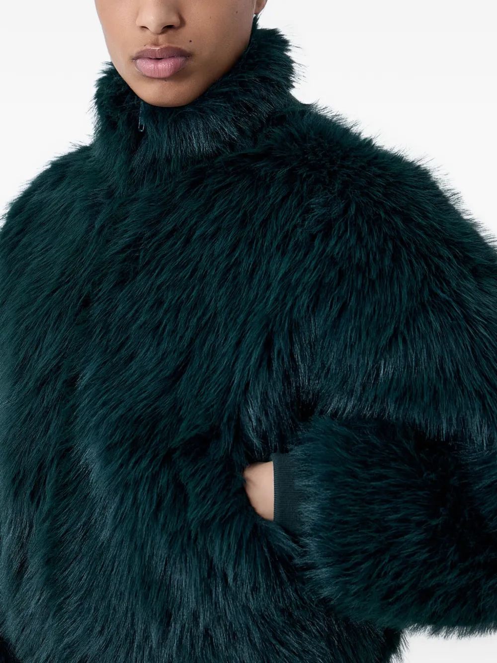 Balenciaga Jack van imitatiebont met geribbelde afwerking Groen