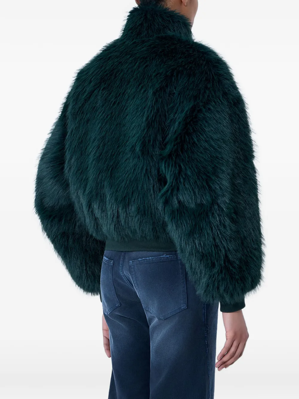Balenciaga Jack van imitatiebont met geribbelde afwerking Groen