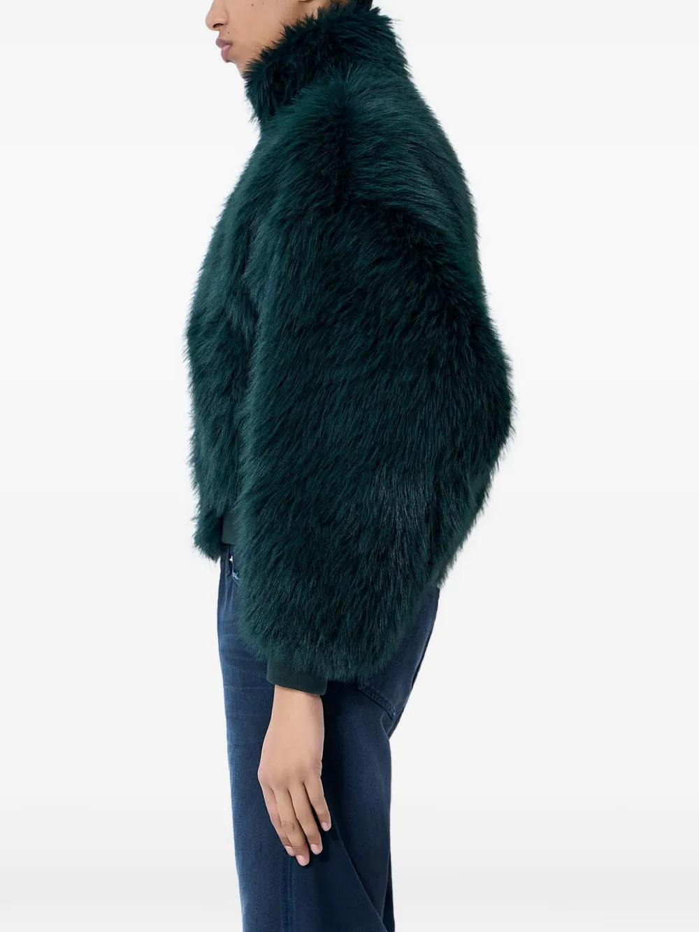 Balenciaga Jack van imitatiebont met geribbelde afwerking Groen