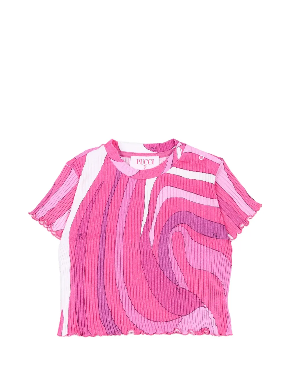 PUCCI Junior Marmo-print ribbed T-shirt - Rosa