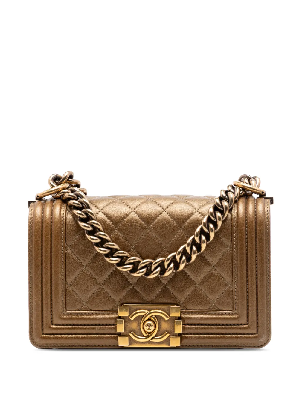 CHANEL Pre-Owned 2012 Small Quilted Metallic Lambskin Boy Flap shoulder bag - Oro