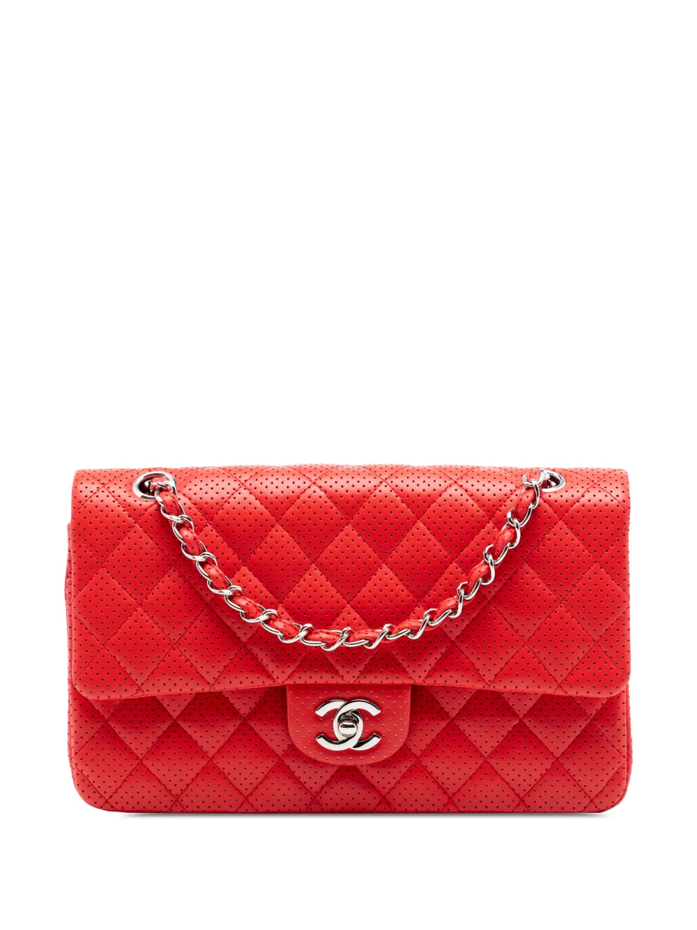 CHANEL Pre-Owned 2006-2008 Medium Classic Perforated Lambskin Double Flap shoulder bag - Rot