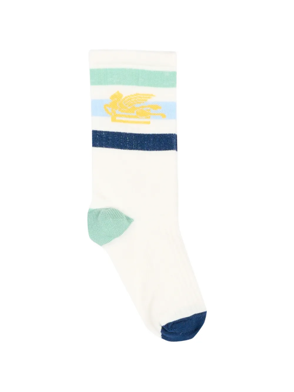 ETRO KIDS Pegaso-motif striped socks - Bianco