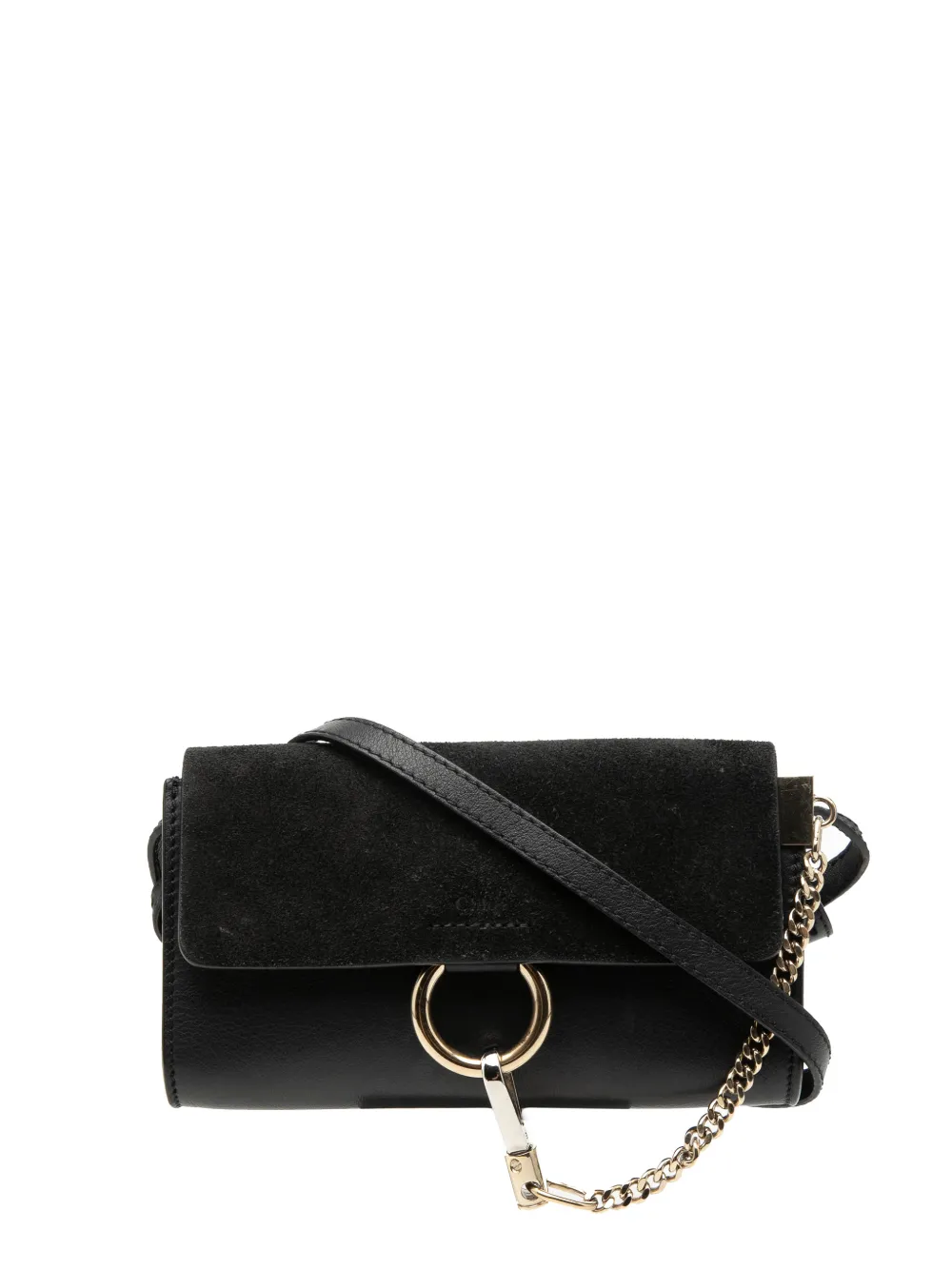 Chloé Pre-Owned 2019 Mini Calfskin and Suede Faye Chain crossbody bag - Nero