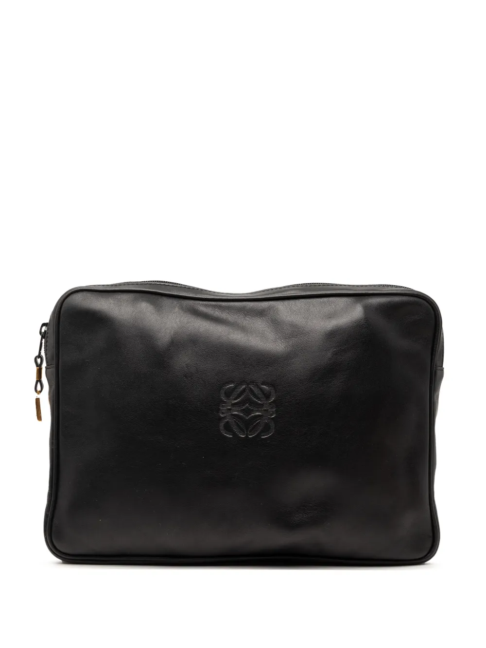 Loewe Pre-Owned 2000-2026 Leather Anagram clutch bag - Nero