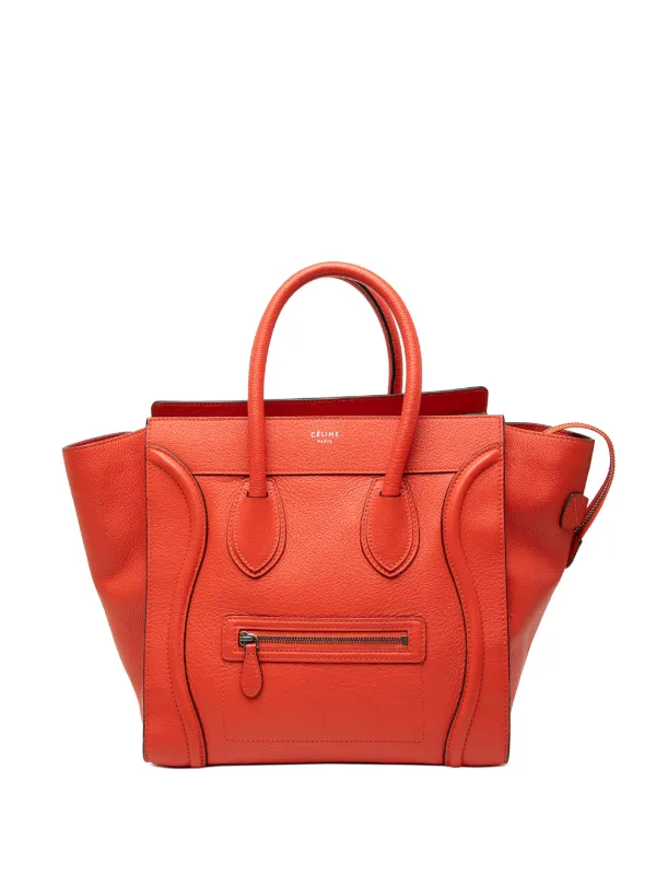 Celine Pre-owned 2013 Mini Leather Luggage Tote Bag in Orange