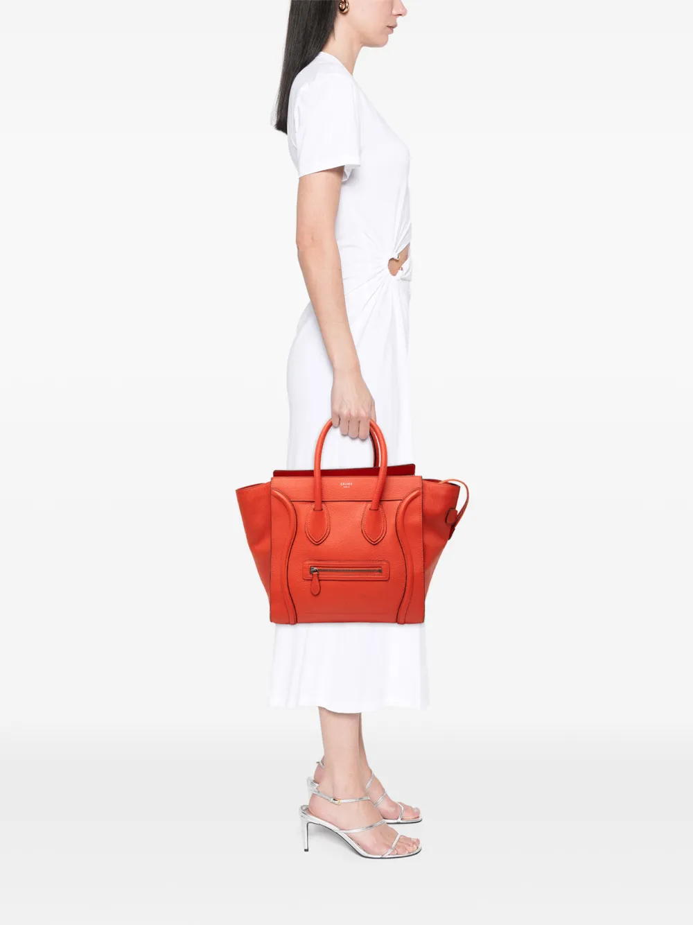 Celine Pre-owned 2013 Mini Leather Luggage Tote Bag in Orange, view 2