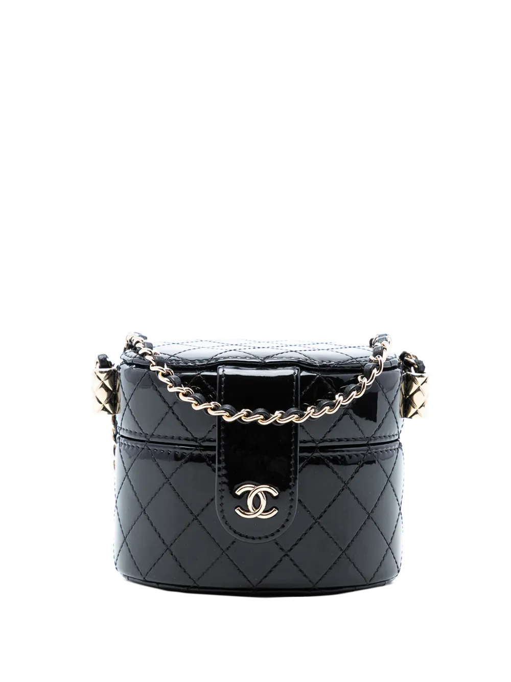 CHANEL Pre-Owned 2020 CC Quilted Patent Vanity Case with Chain crossbody bag - Nero