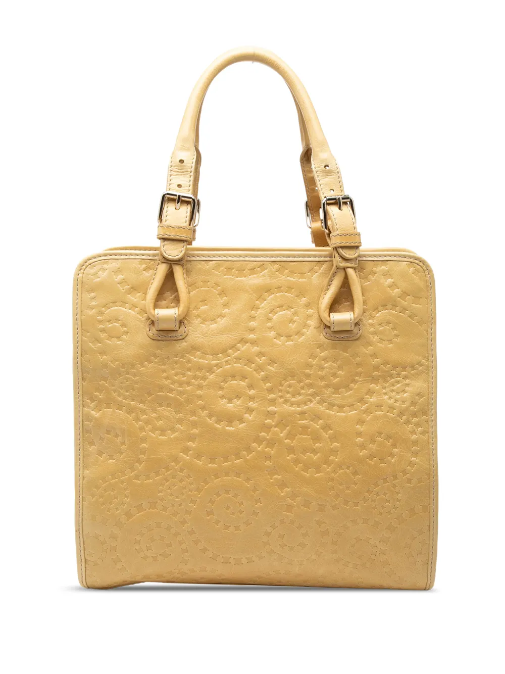 Celine Pre-Owned 2000-2026 Spiraling Macadam Embossed Leather Top Handle Bag tote bag - Giallo