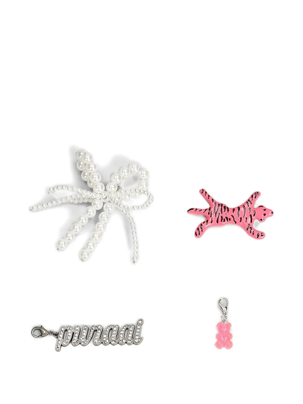Puraai Faux-pearl Tiger-motif Bag Charms In Multi
