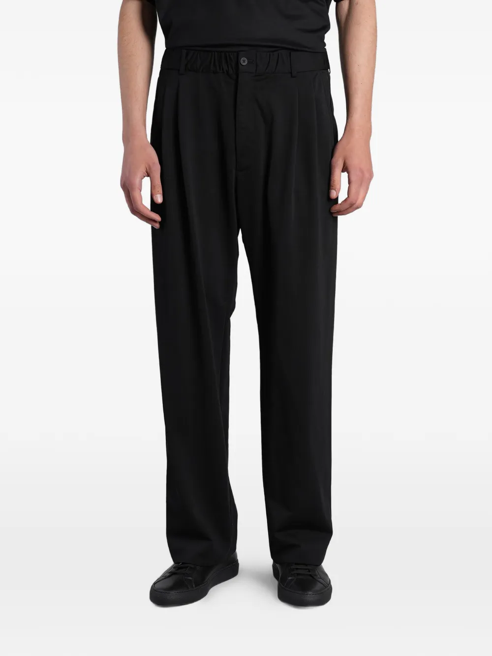 KANEMASA PHIL Tuck Easy pleated elasticated-waist trousers - Nero