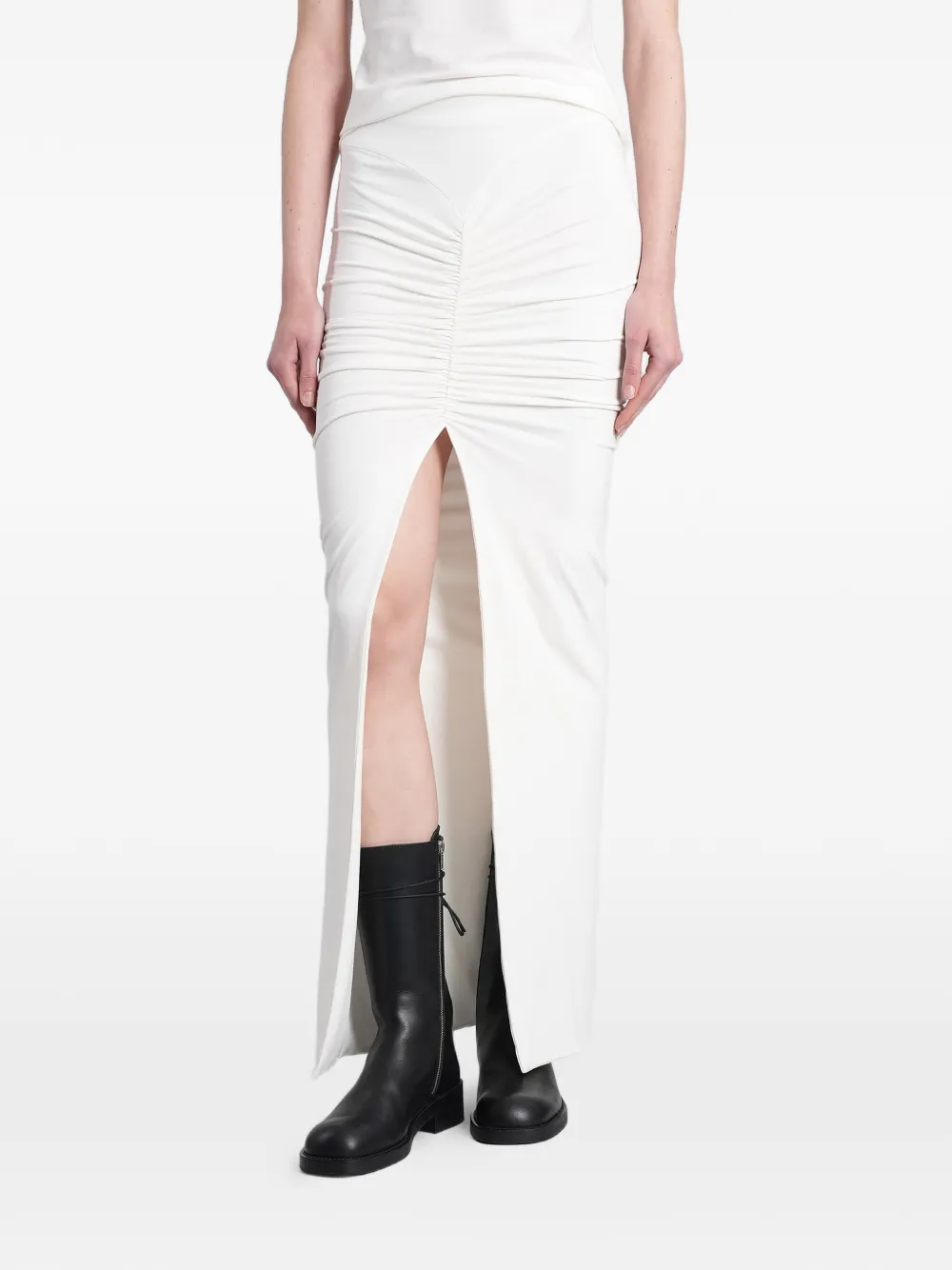 ANGELICA MONTINI STUDIOS Lana ruched slit-detail maxi skirt - Weiß