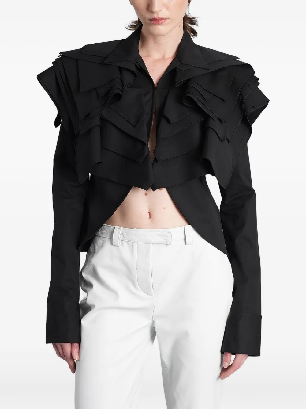 ANGELICA MONTINI STUDIOS Jasmin ruffled cropped jacket - Nero