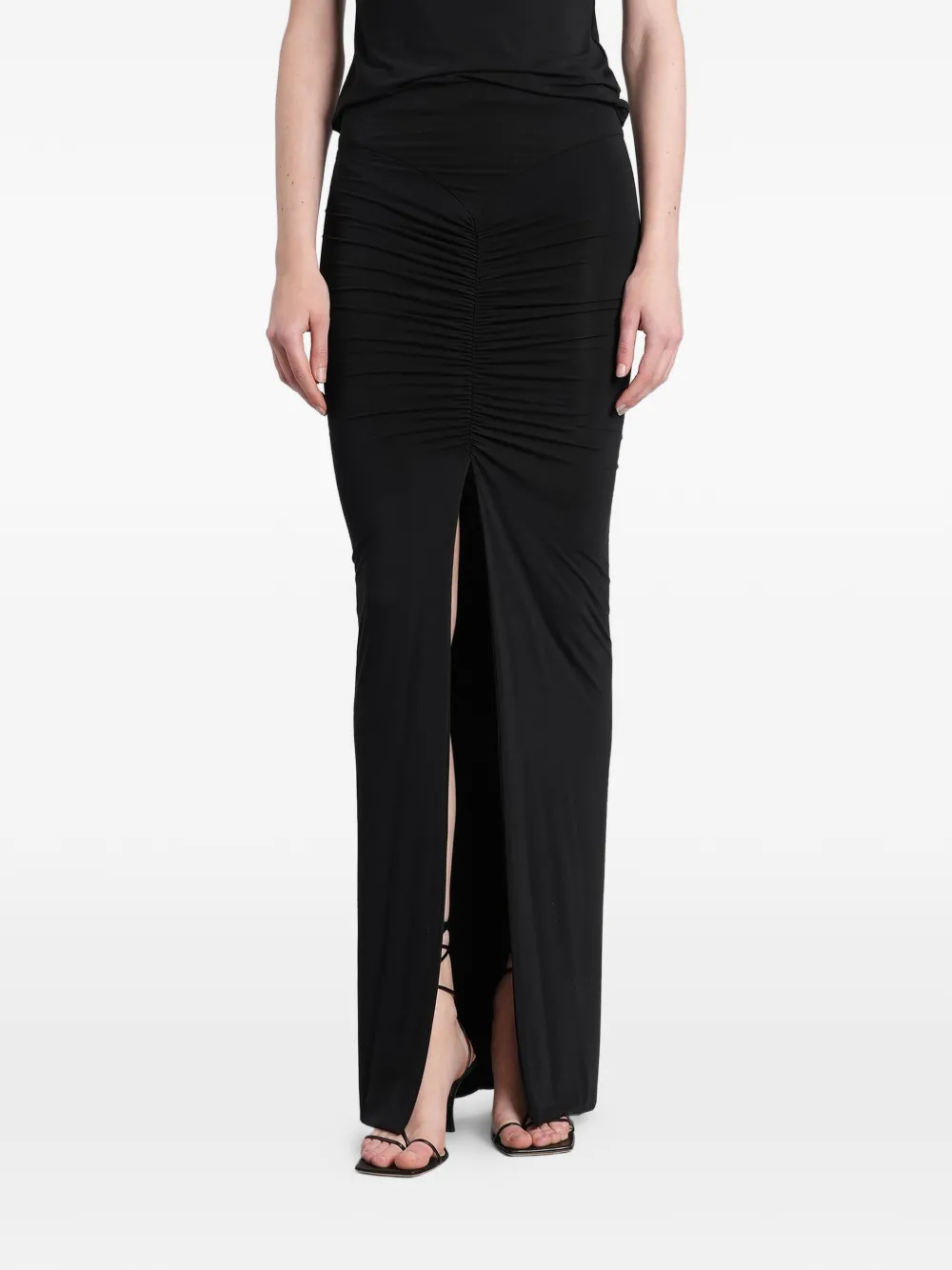 ANGELICA MONTINI STUDIOS Lana ruched front-slit maxi skirt - Schwarz