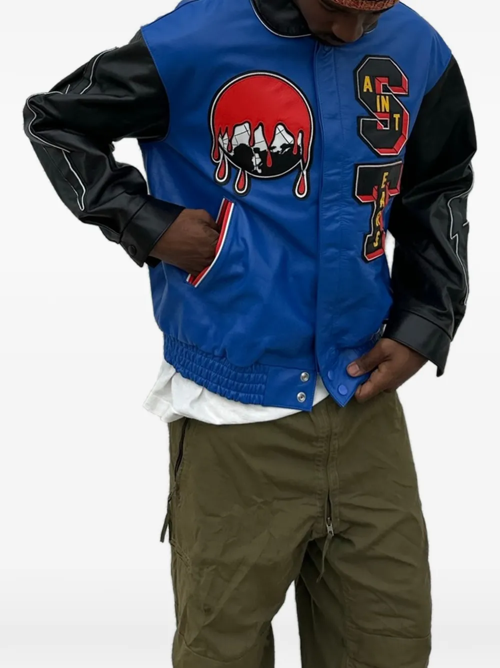 SAINT MXXXXXX Denim Tears universiteits leren jack Blauw