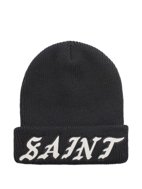 SAINT MXXXXXX logo-patch ribbed-knit beanie hat