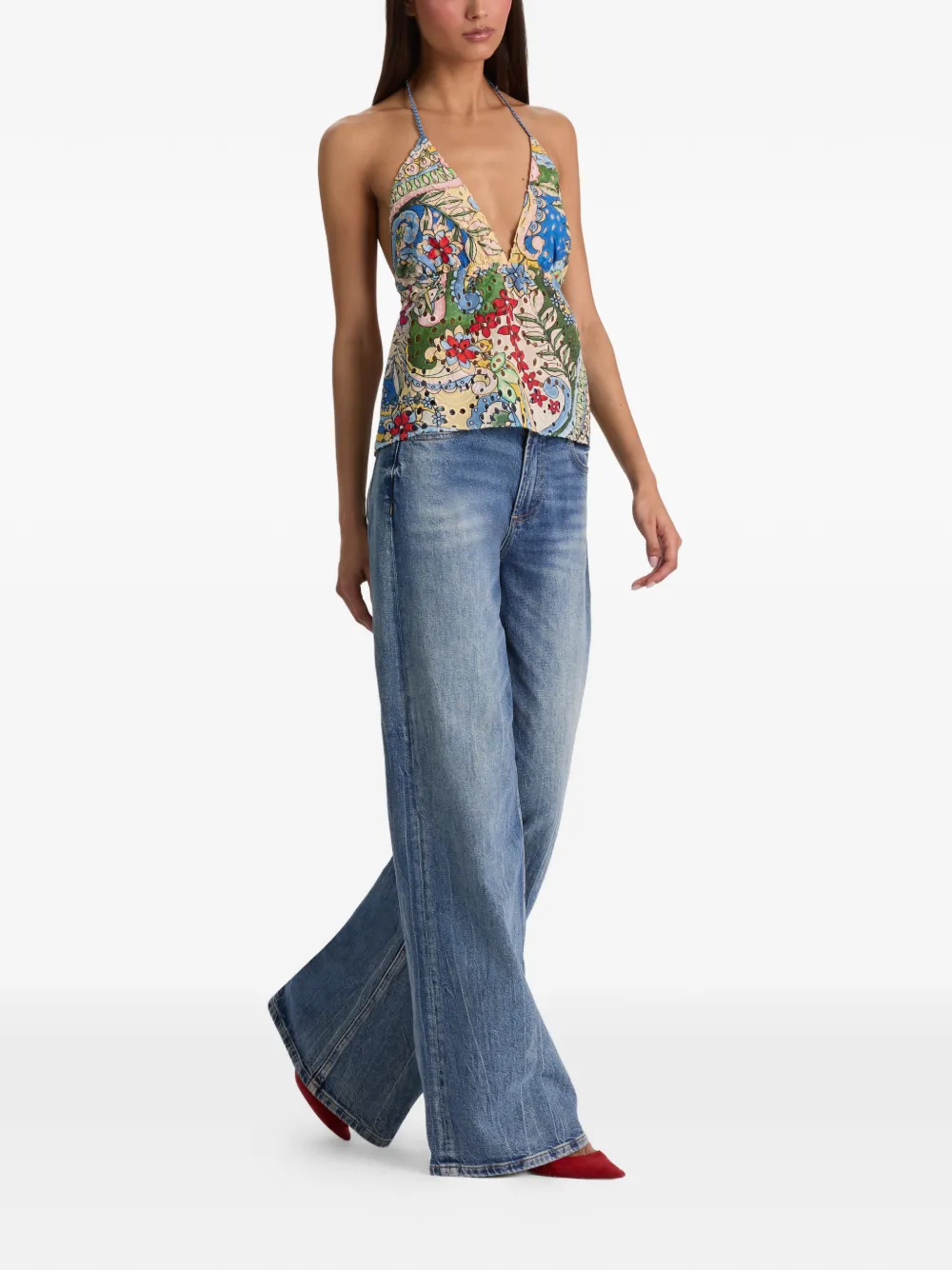 alice + olivia Karolina haltertop met bloemenprint Geel