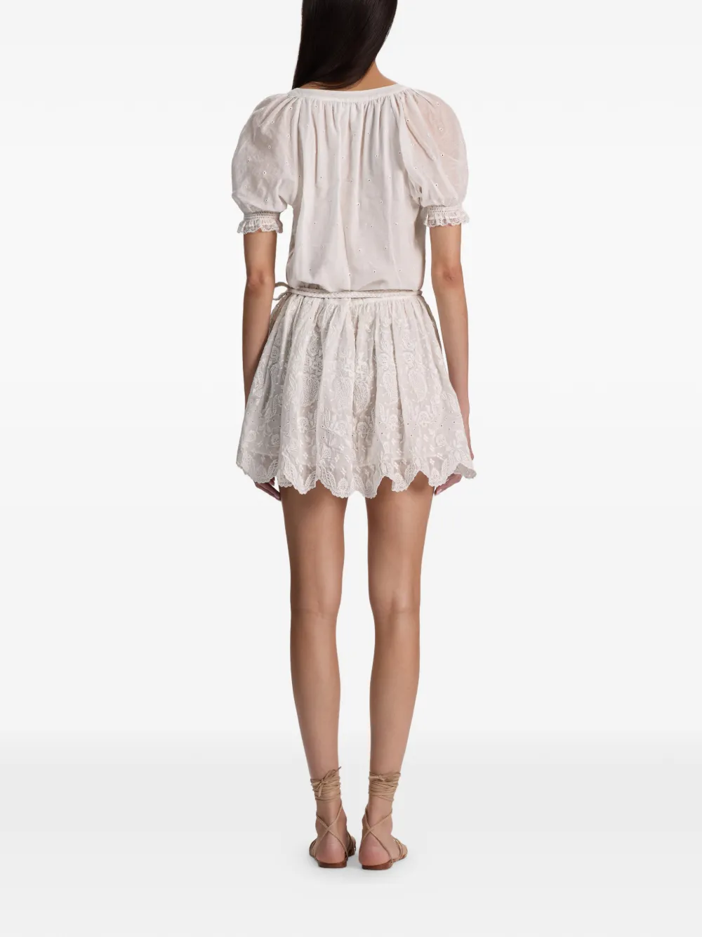 alice + olivia Button-down jurk met pofmouwen Wit