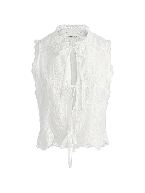 alice + olivia Amal embroidered tie-front tank top