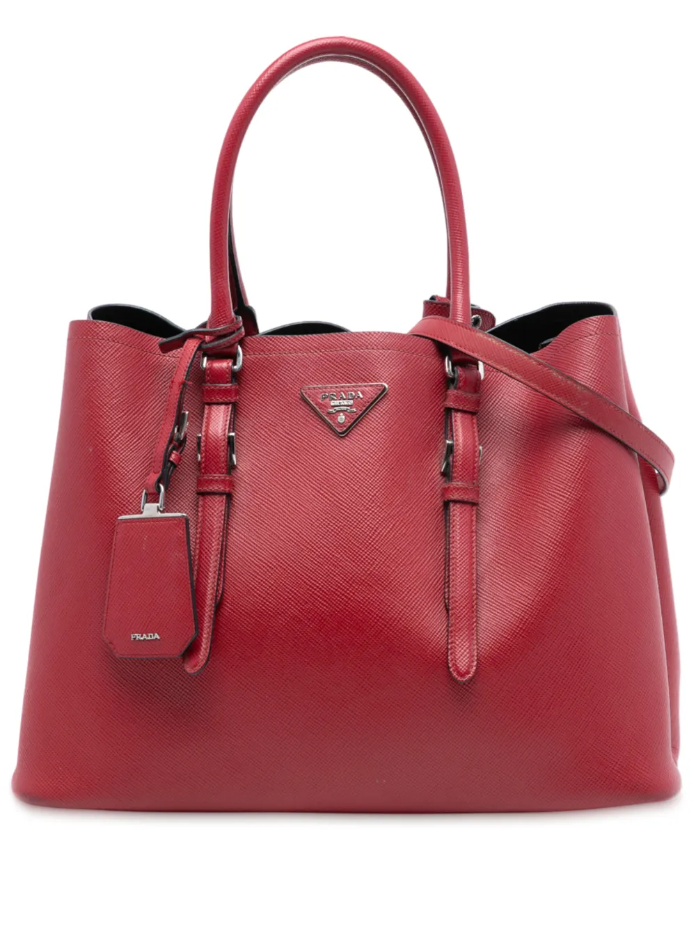 Prada Pre-Owned 2013-2025 Medium Saffiano Cuir Double Handle satchel - Rosso