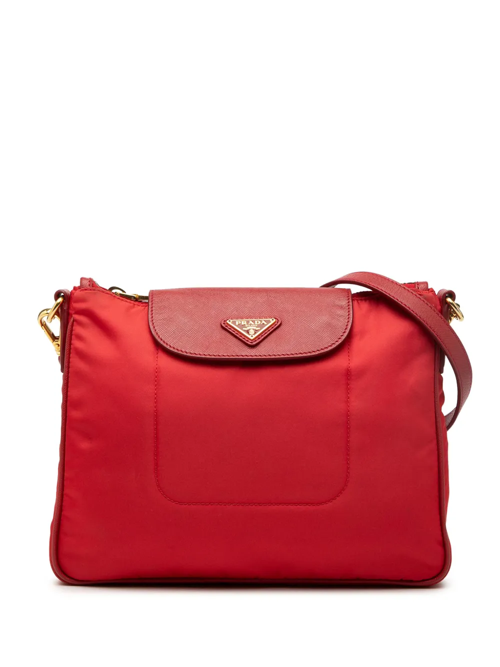 Prada Pre-Owned 2000-2013 Saffiano Trimmed Tessuto crossbody bag - Red