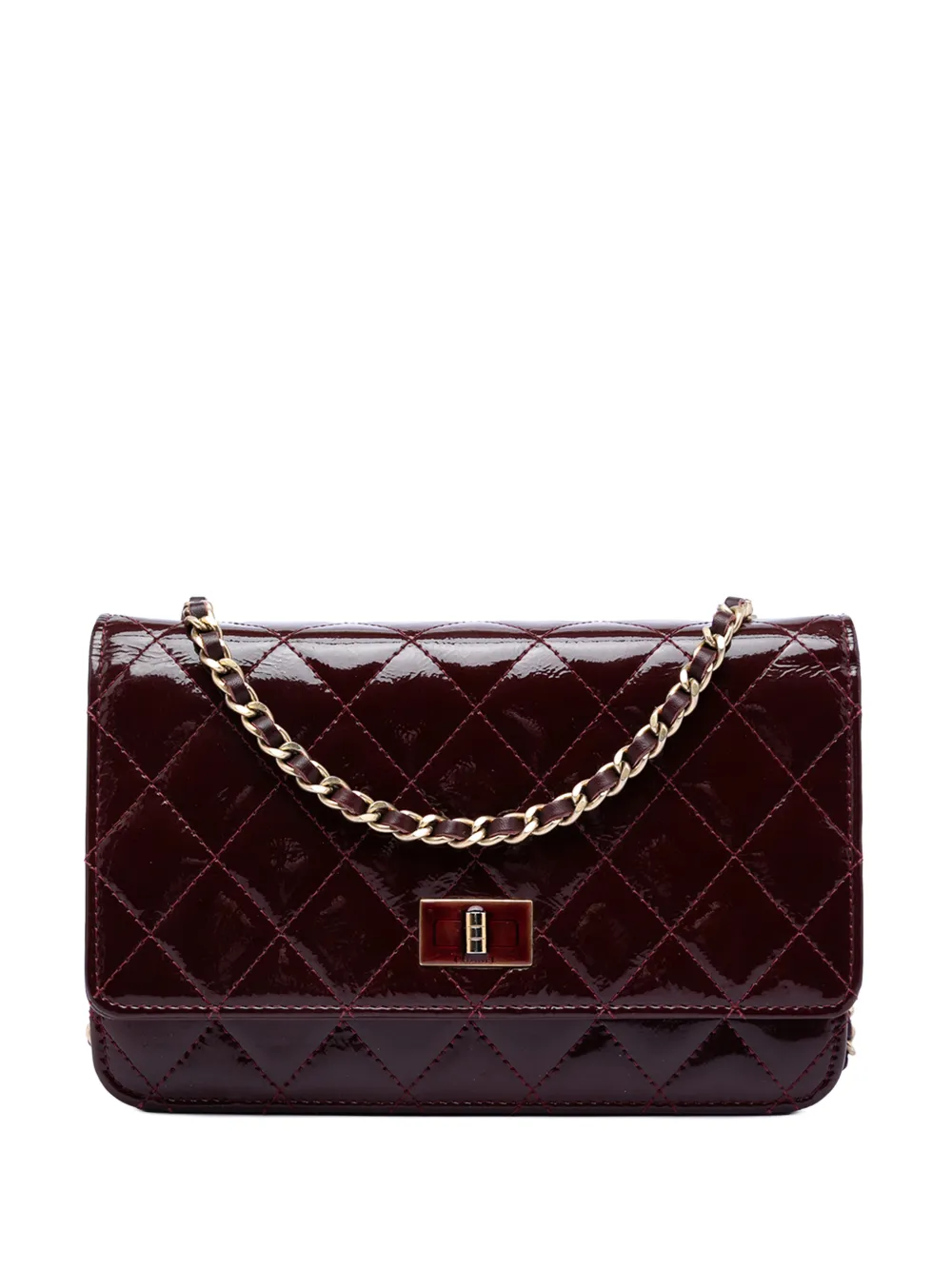 CHANEL Pre-Owned 2013-2014 Quilted Patent Reissue 2.55 Wallet On Chain crossbody bag - Rosso
