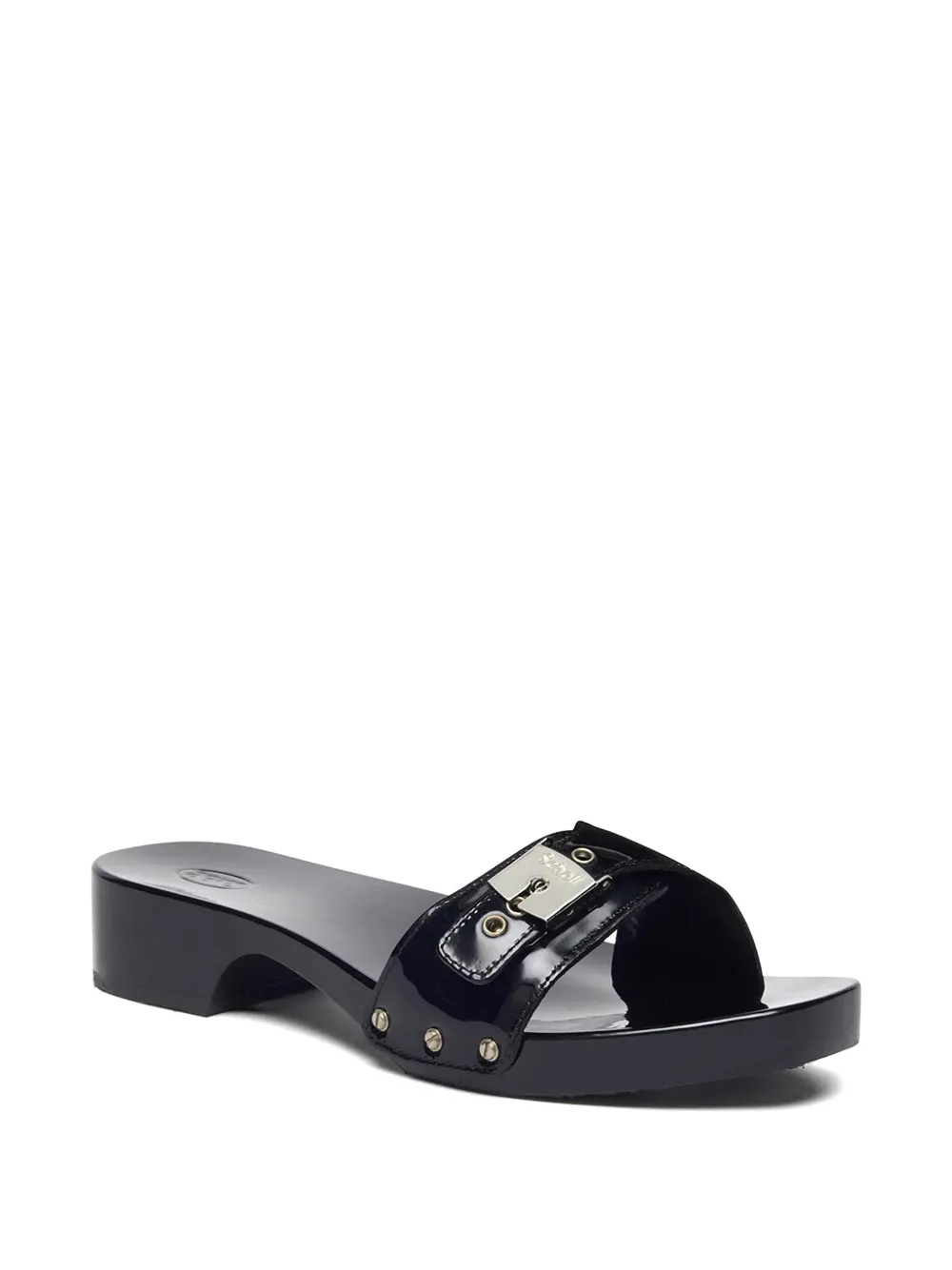 Scholl patent-leather buckled sandals Zwart
