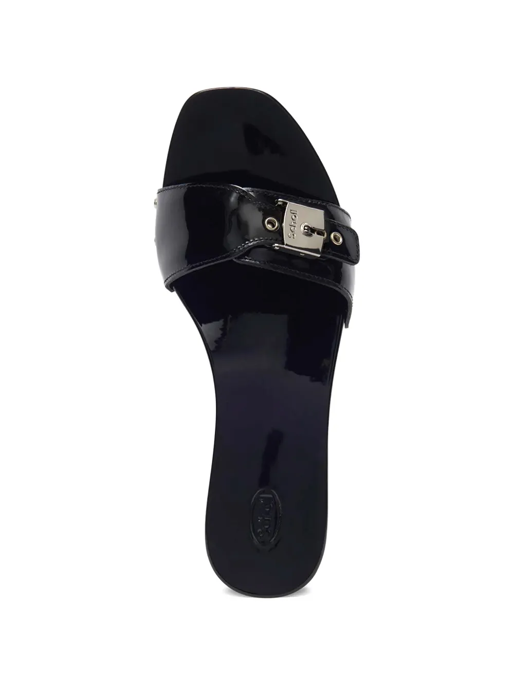 Scholl patent-leather buckled sandals Zwart
