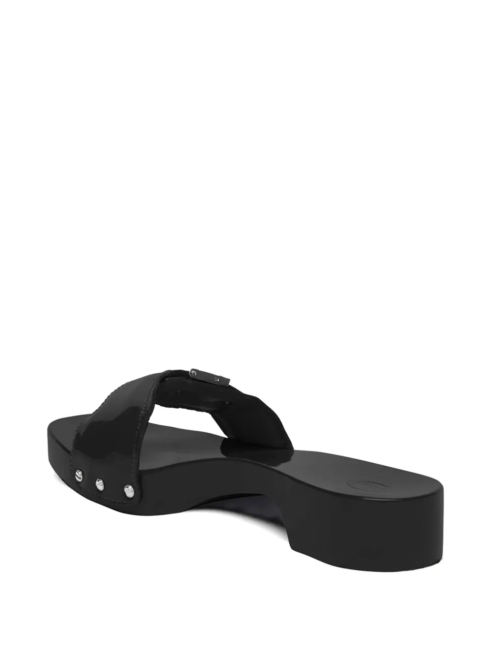 Scholl patent-leather buckled sandals Zwart