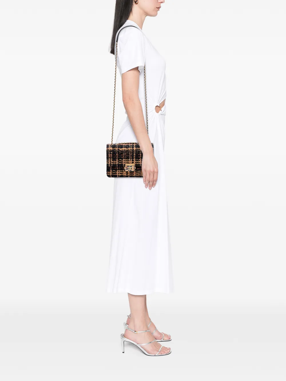  Chanel Pre-owned Borsa A Tracolla Beauty Lock Flap Mini In Tweed Trapuntato Con Battente 2018 - Nero 