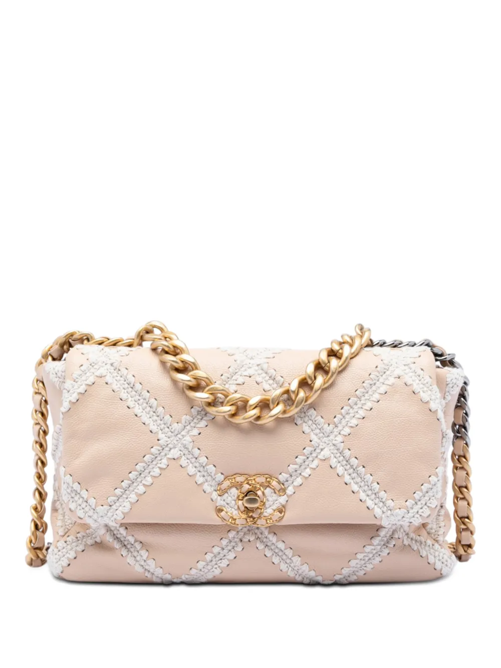 CHANEL Pre-Owned 2020 Large Crochet Calfskin 19 Flap satchel - Bianco