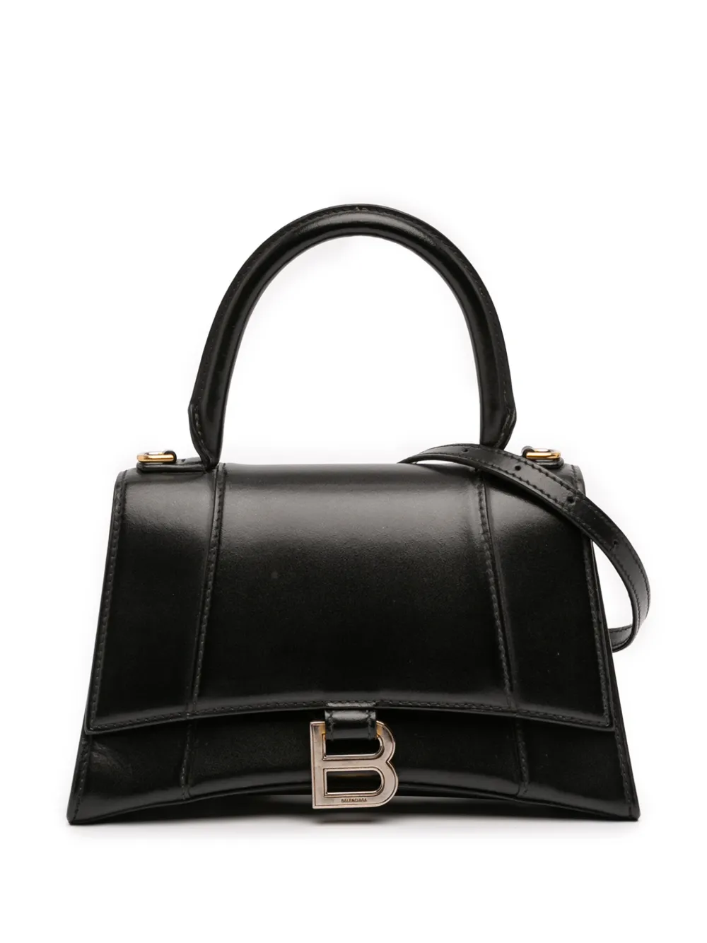 Balenciaga Pre-Owned 2020 Small Shiny Box Calfskin Hourglass Top Handle Bag satchel - Nero